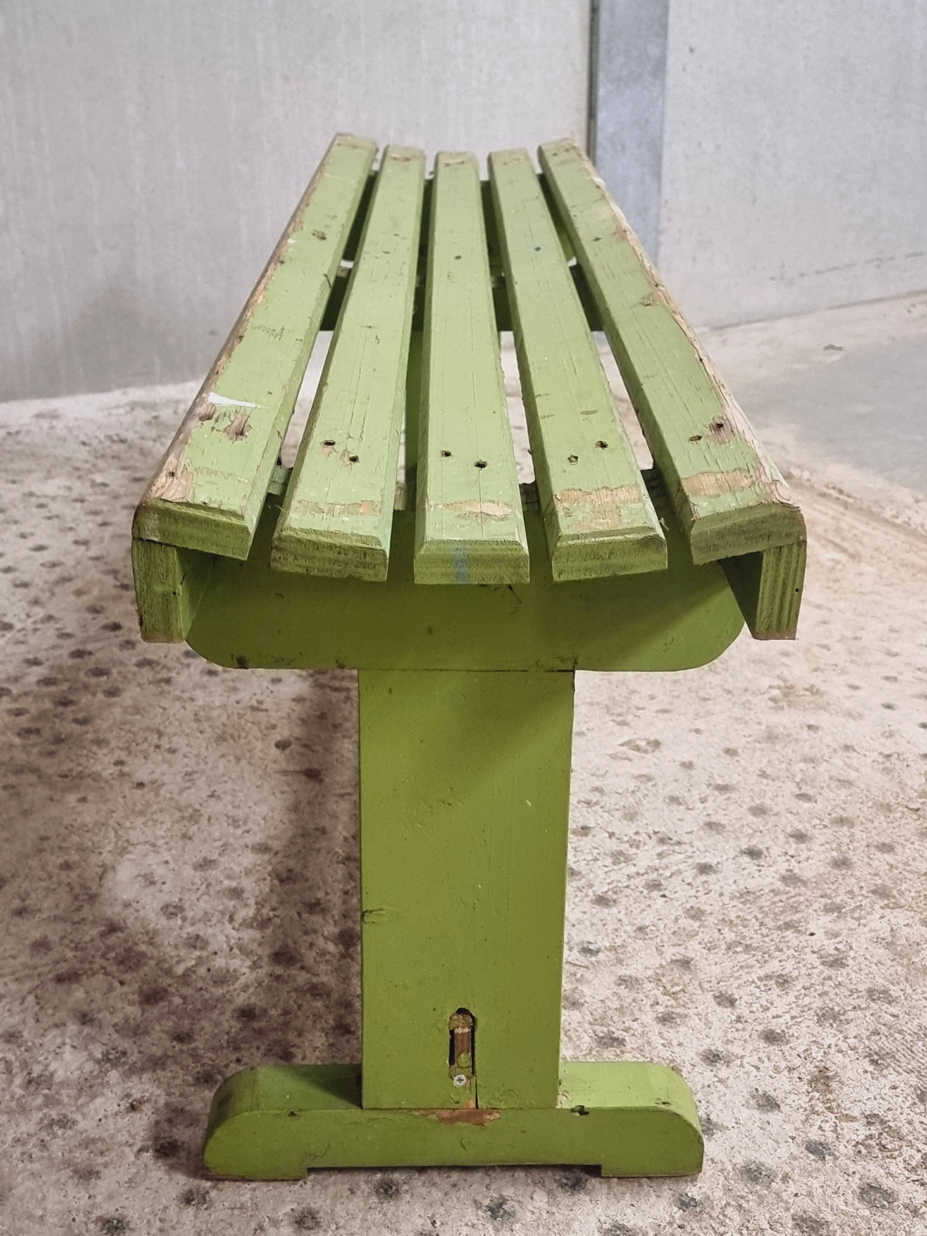 Vintage wooden bench grass green garden bench 140 cm