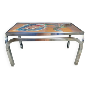 Table basse vintage en - inox