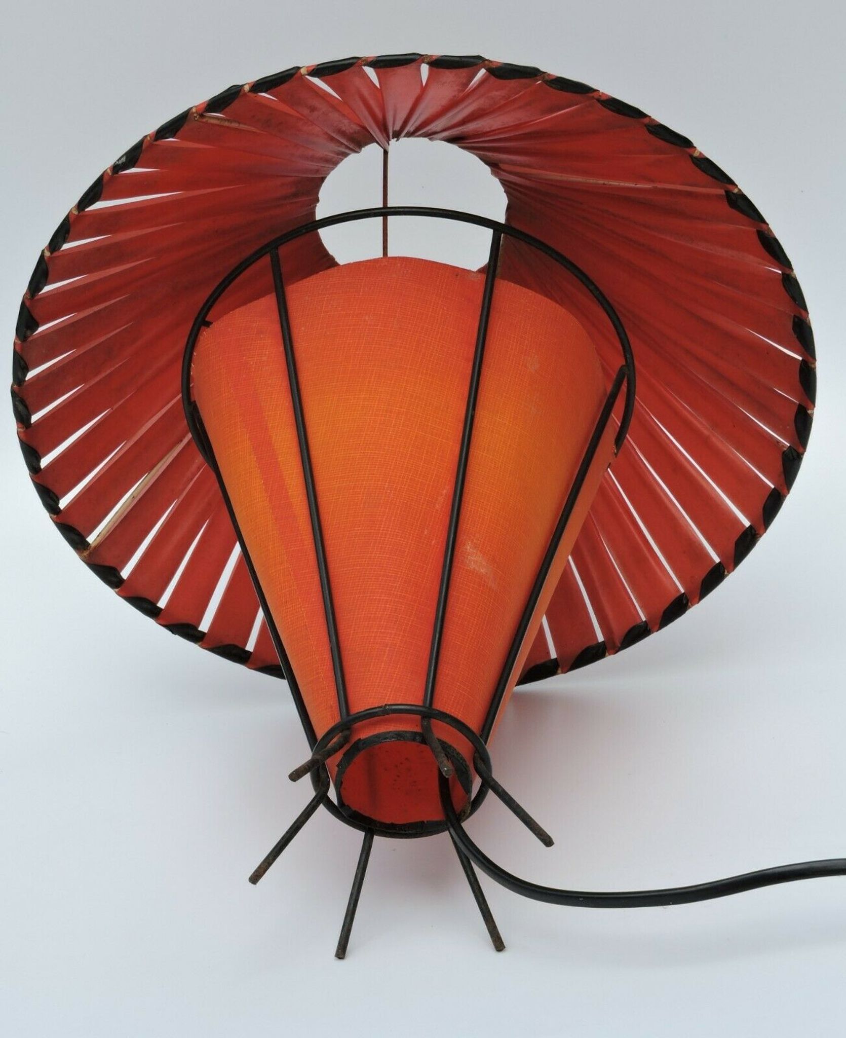 Vintage lamp felled red vinyl ribbon - wire 1960