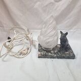 Art Deco marble dog lamp