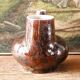 Raw double-neck vase, flame-formed ceramic, monogram JA, 1950s-60s.