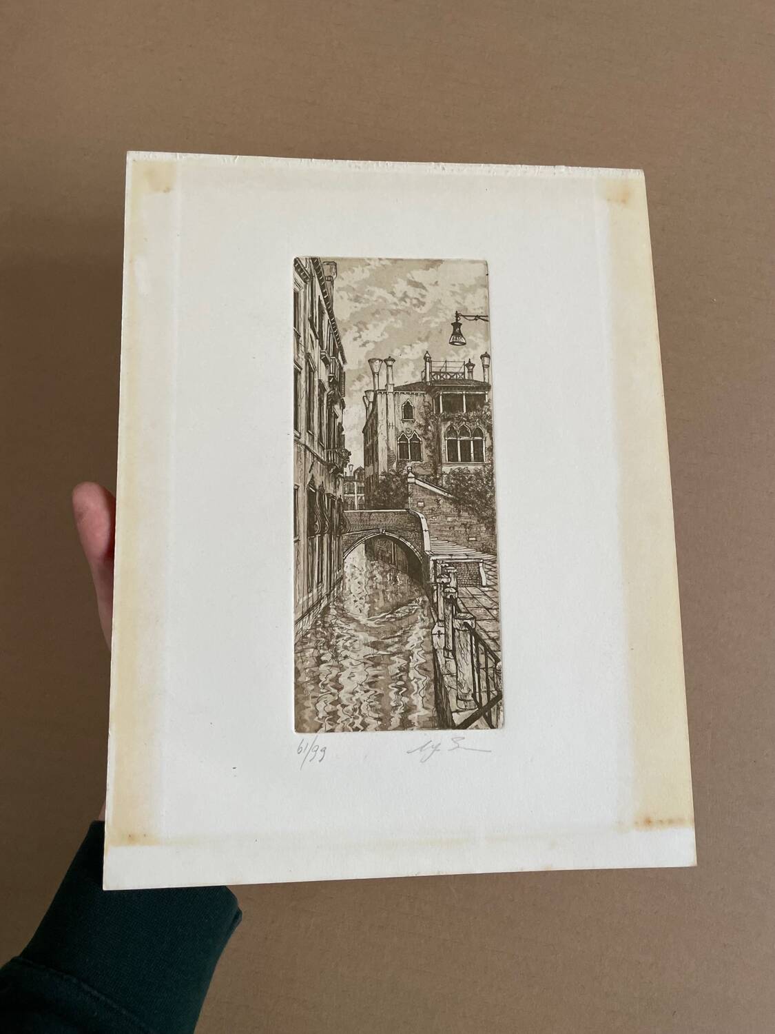 Gravure numérotée ancienne, vue de Venise