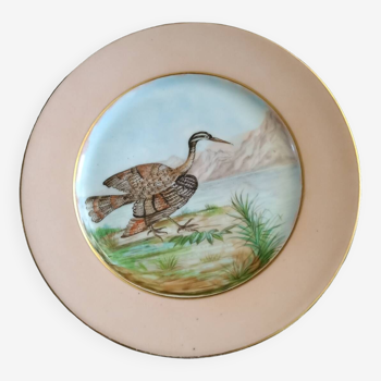 19th century porcelain plate with bird decor