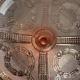 Bayel pink molded glass compote bowl art deco cut