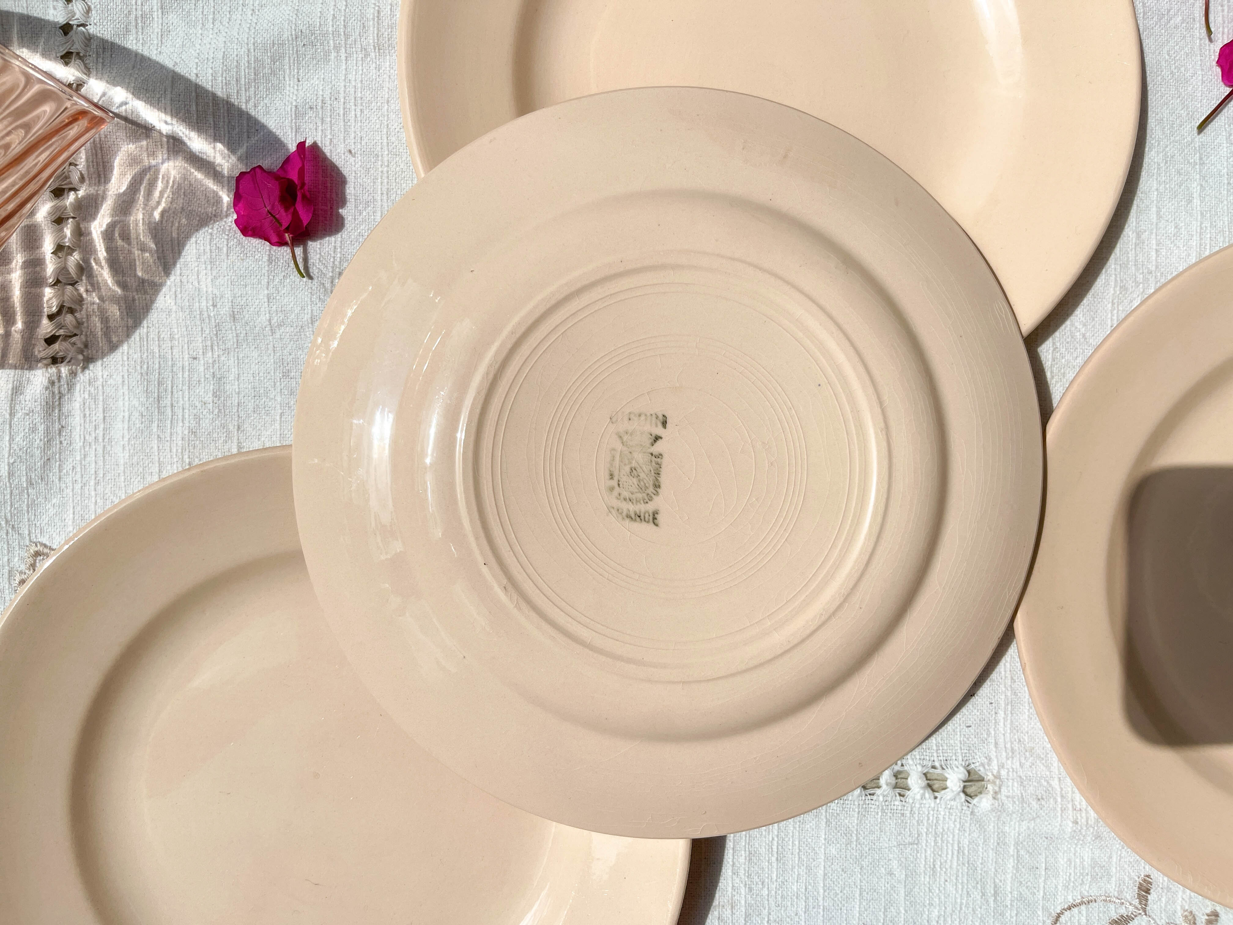 7 Small dessert plates Rose Digoin Sarreguemines