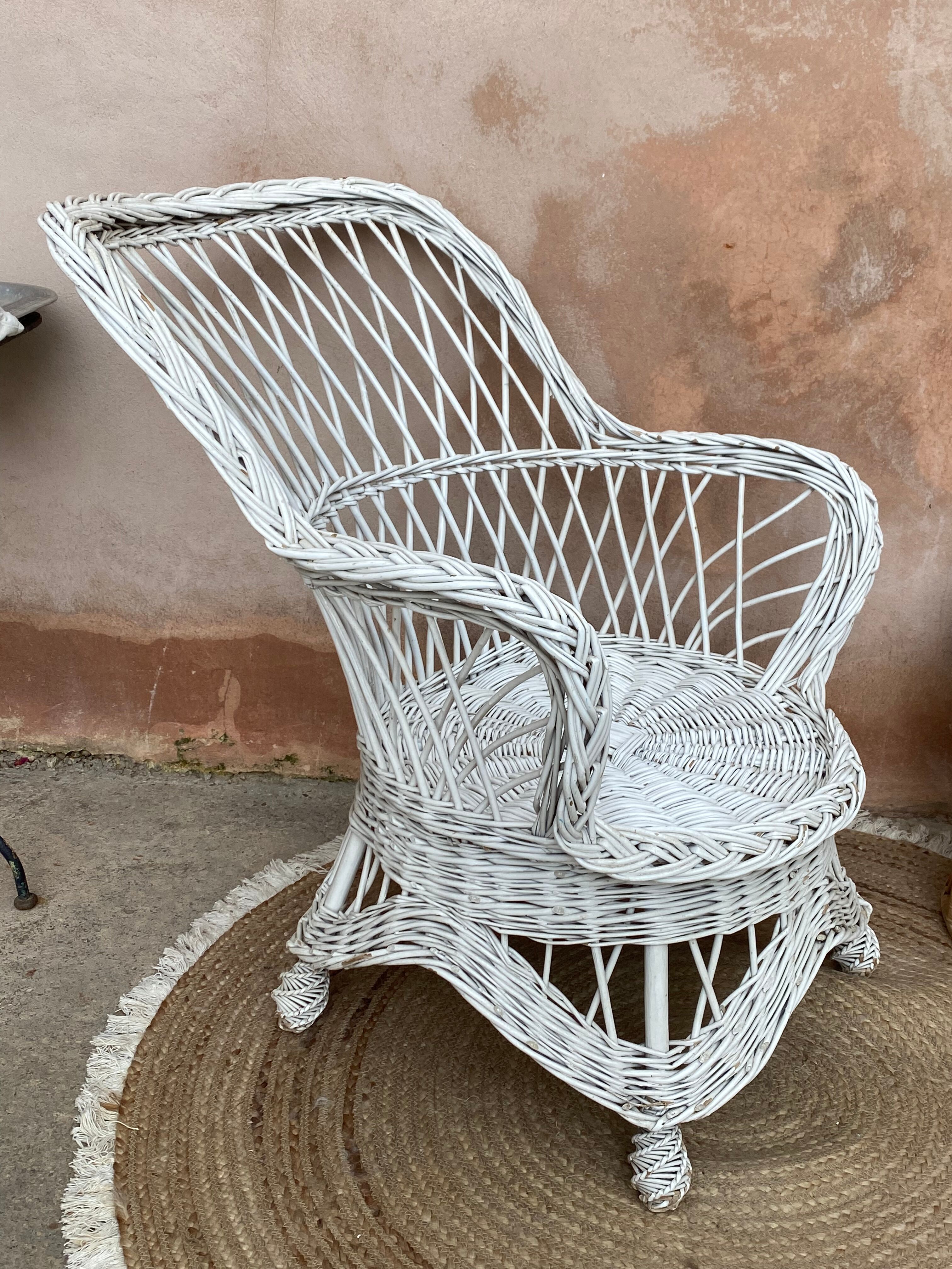 White rattan armchair