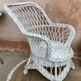 White rattan armchair
