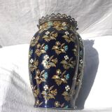 Cloisonné enamel vase and Bronze frame by Gien