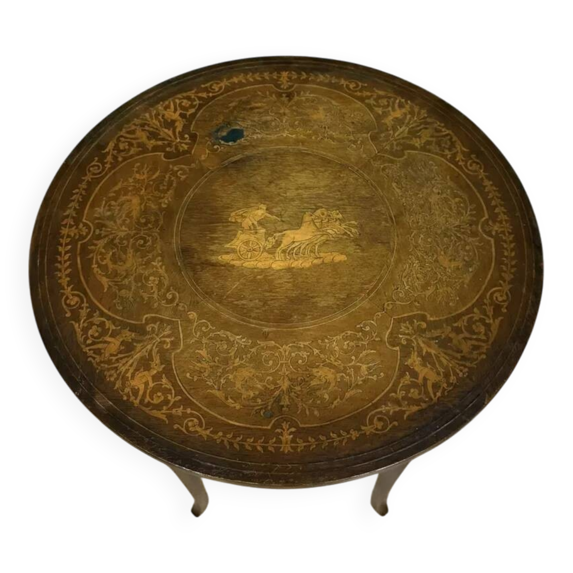 Italian Sorentino-style marquetry pedestal table circa 1900