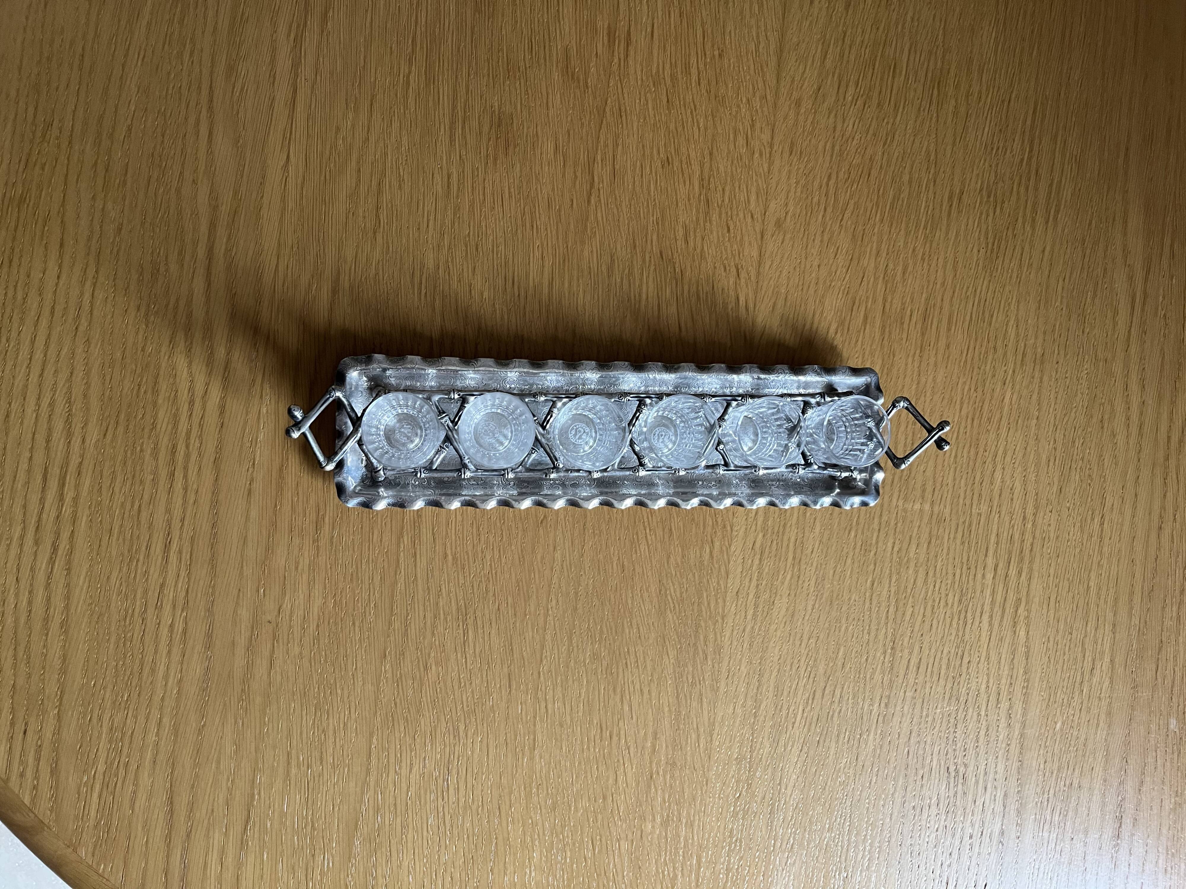 Baccarat liqueur set, glasses, and stand. Rare item.