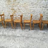 12 varnished bistro chairs