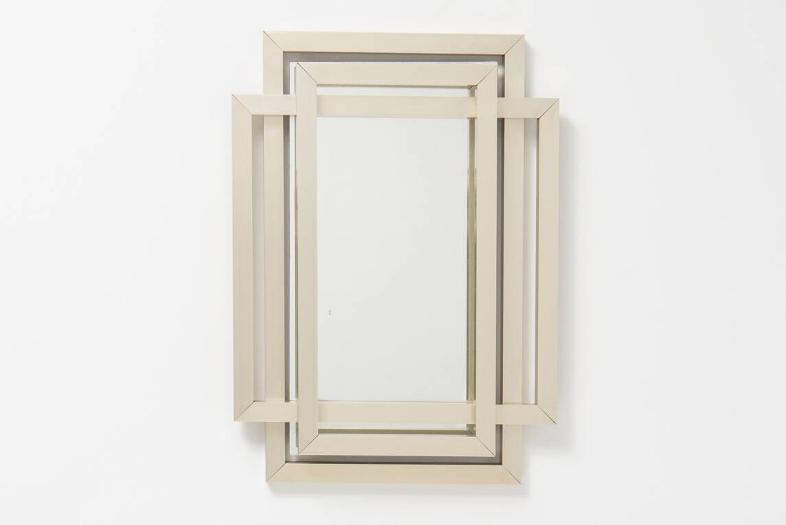 Sculptural mirror in brass - Philippe Jean