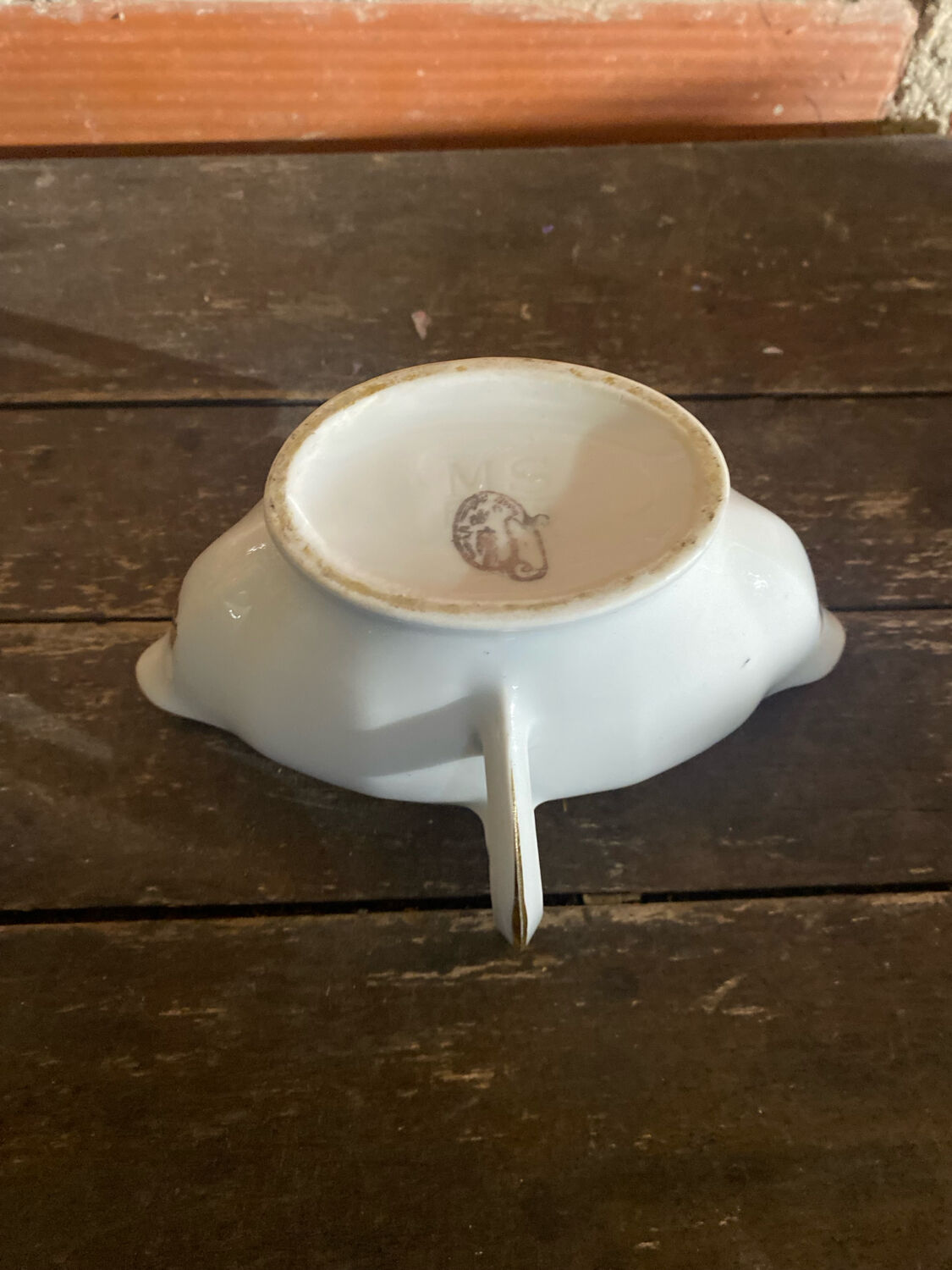 Double Sauce Boat Antique Gras & Maigre White Porcelain #D907