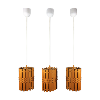 3 Scandinavian suspensions vintage pine 1960