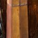 Vintage 80s design floor lamp in leather and brass.