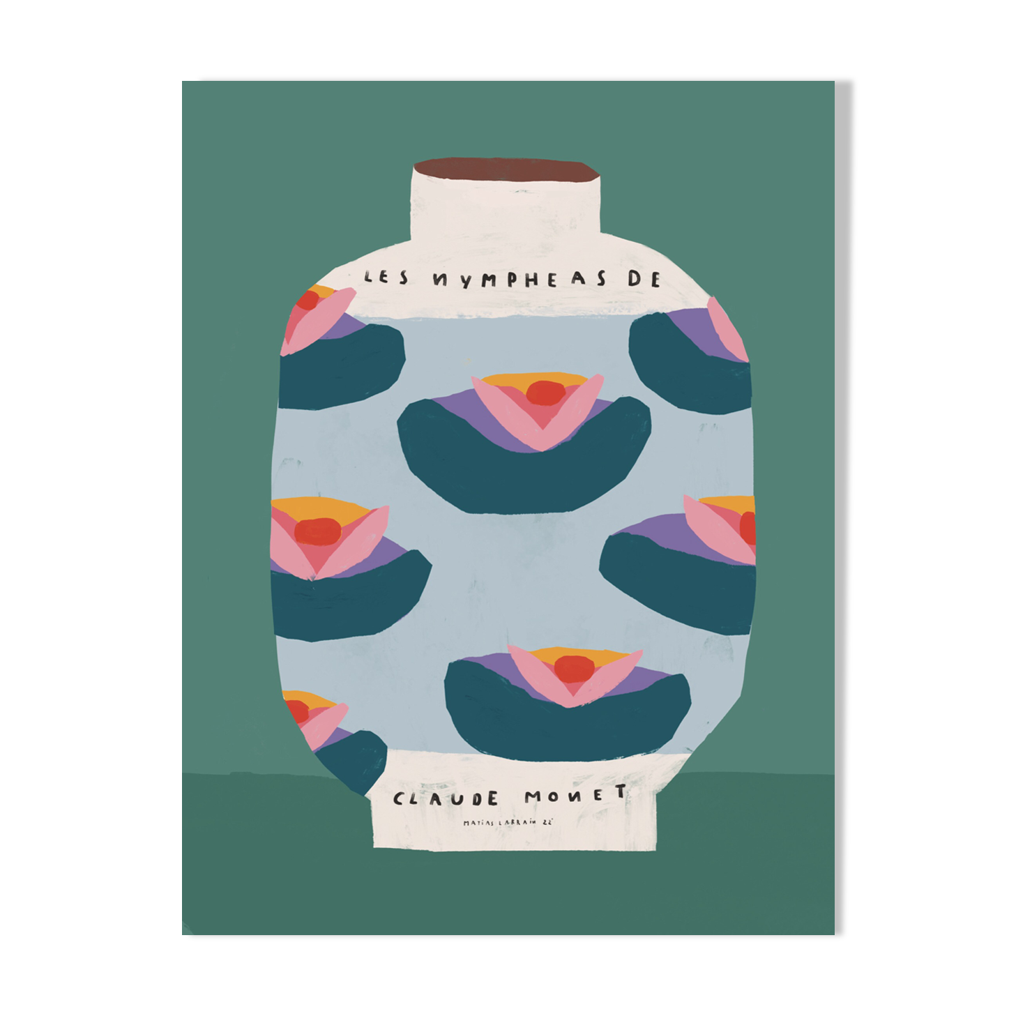 Wall poster colorful vase water lilies 30cm*40cm