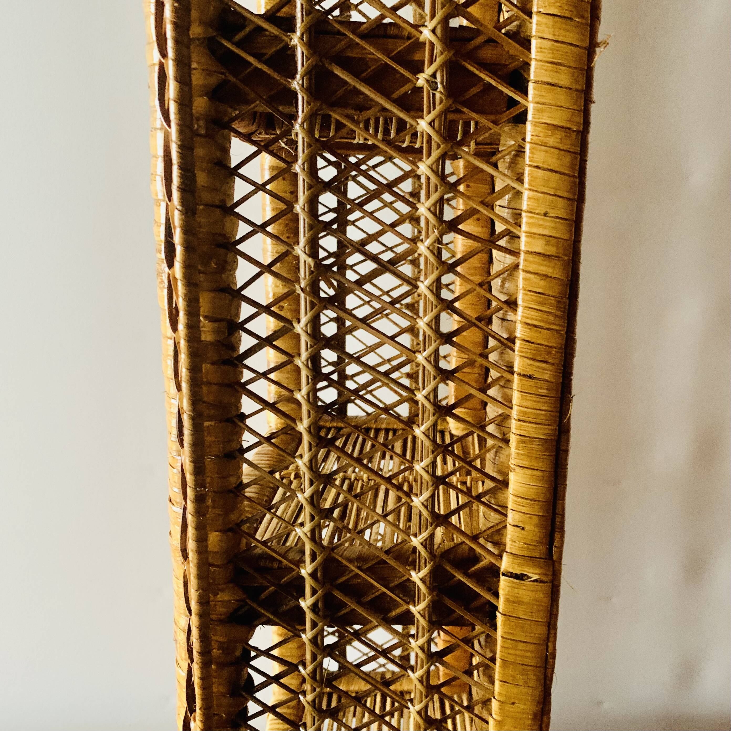 Vintage rattan and wicker shelf