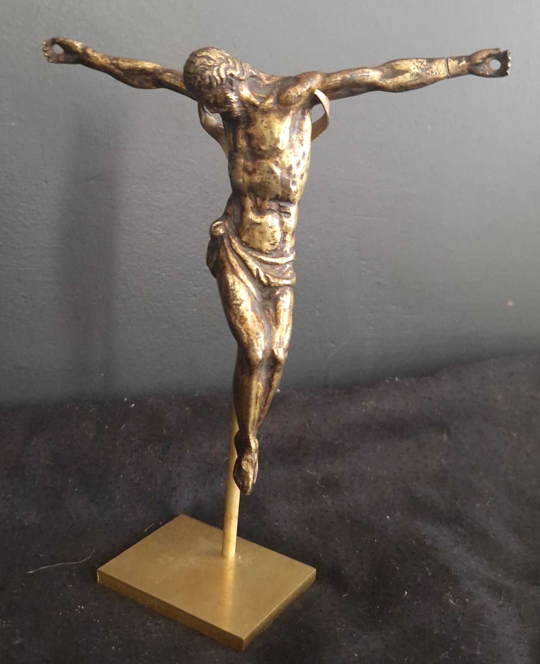 Ancient bronze Christ on a contemporary base
