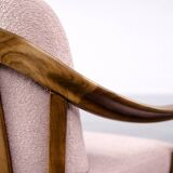 Vintage Mid-Century Modern Wood and Fabric Armchairs from W. Knoll, Set of 2