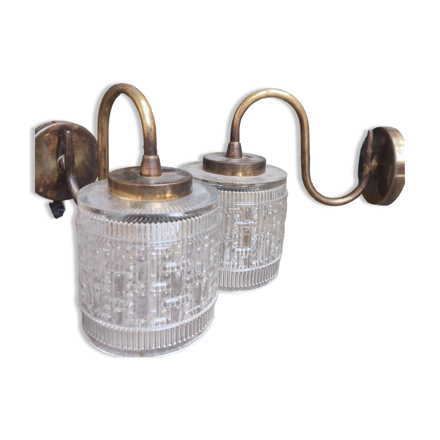 Pair of cylindrical tulip wall lights from the 1950s.