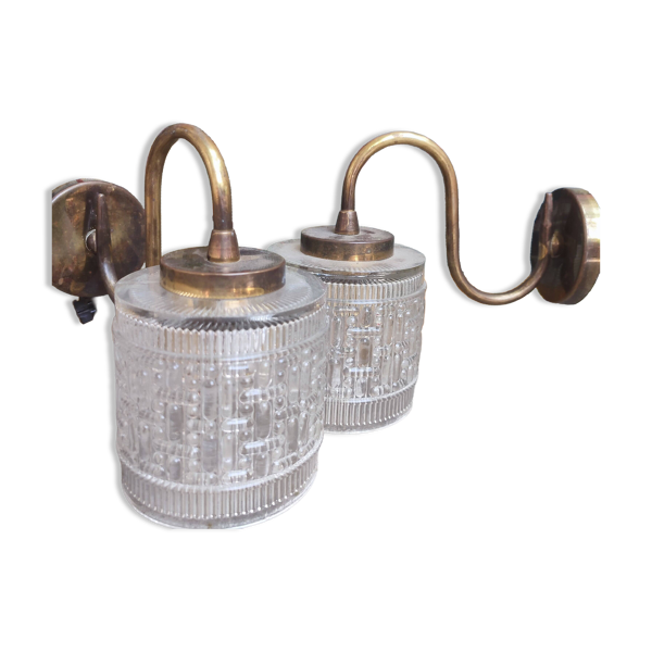 Paire d'appliques à tulipe cylindrique années 50 — Beyit