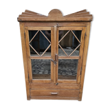 Ancien cabinet vitré Art déco en teck birman