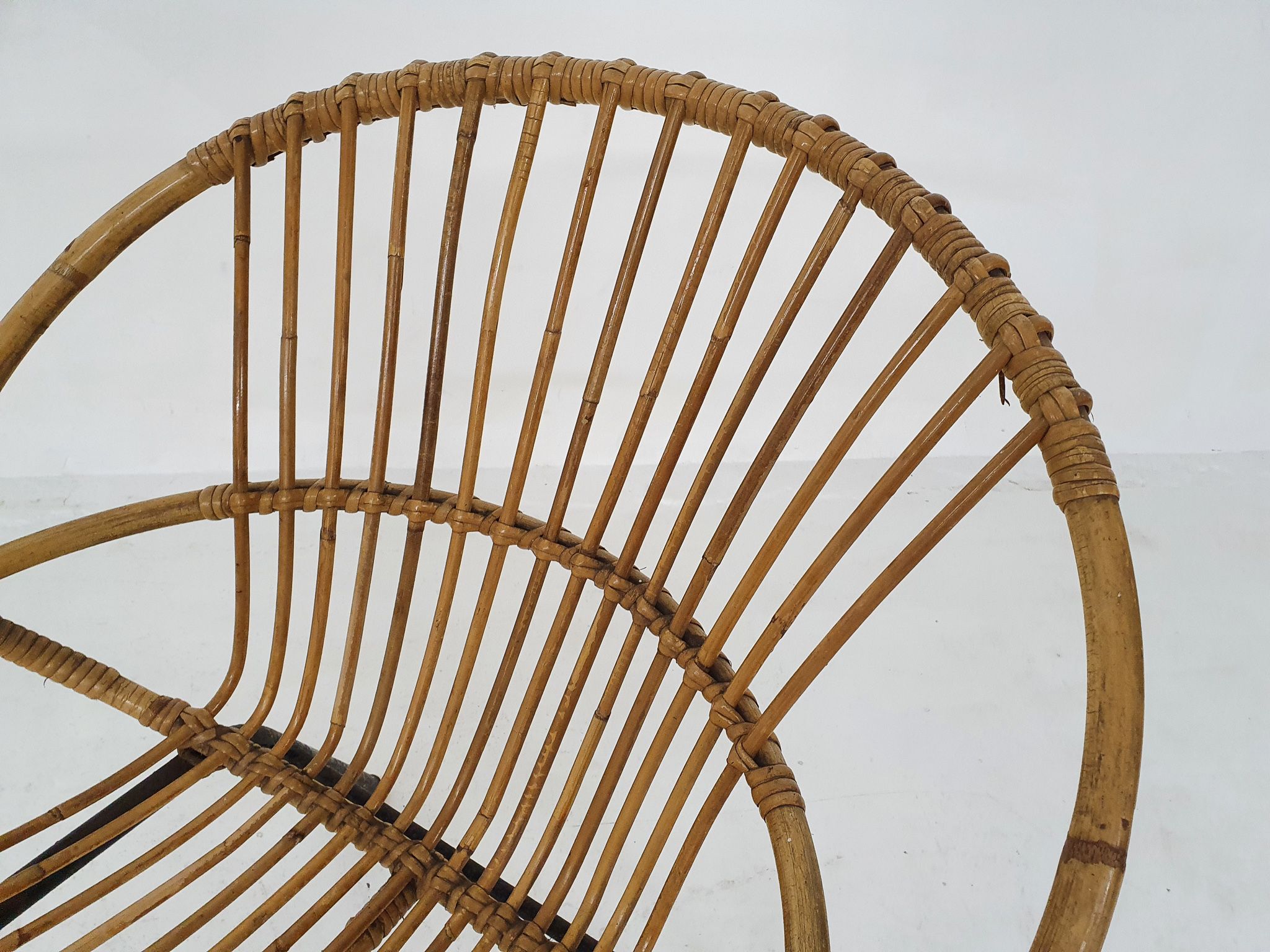 Rattan and metal armchair Rohe Noordwolde, Netherlands 1950s