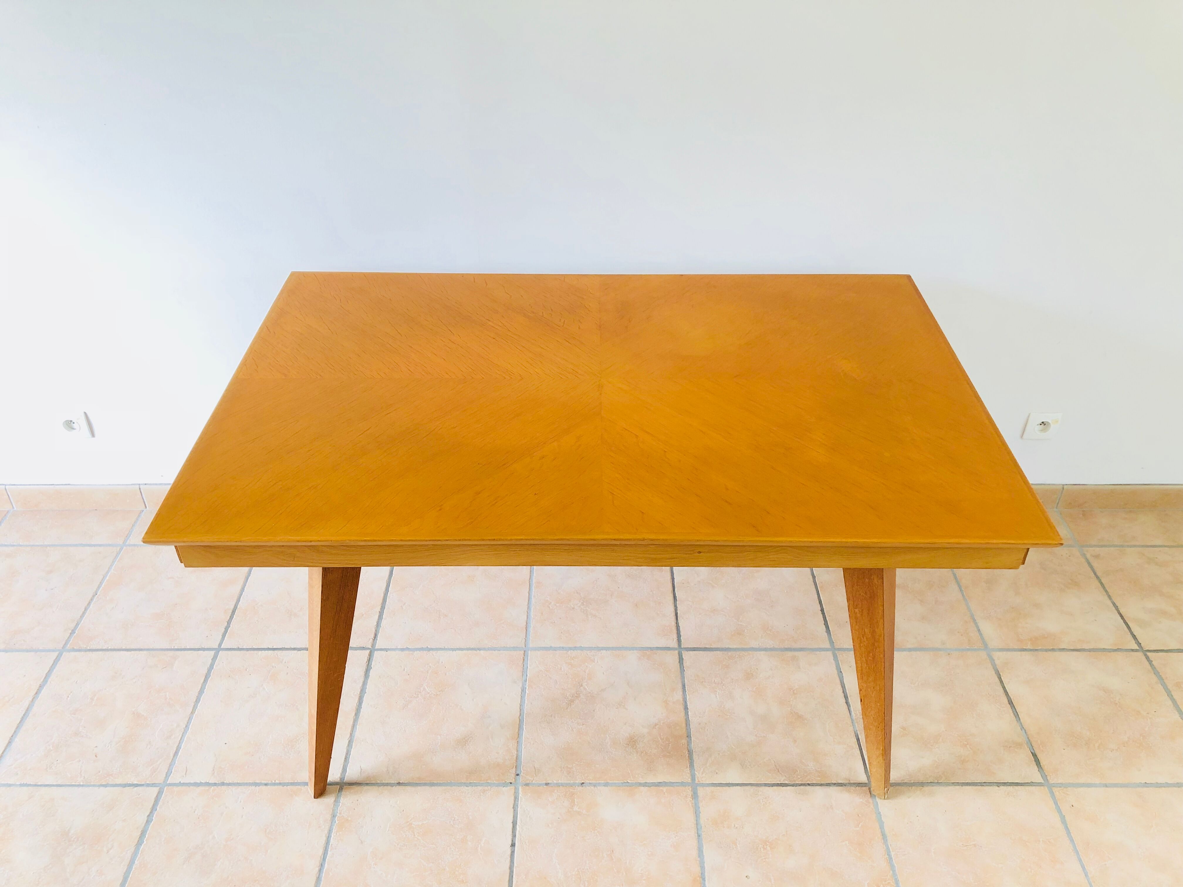 Oak table with compass feet