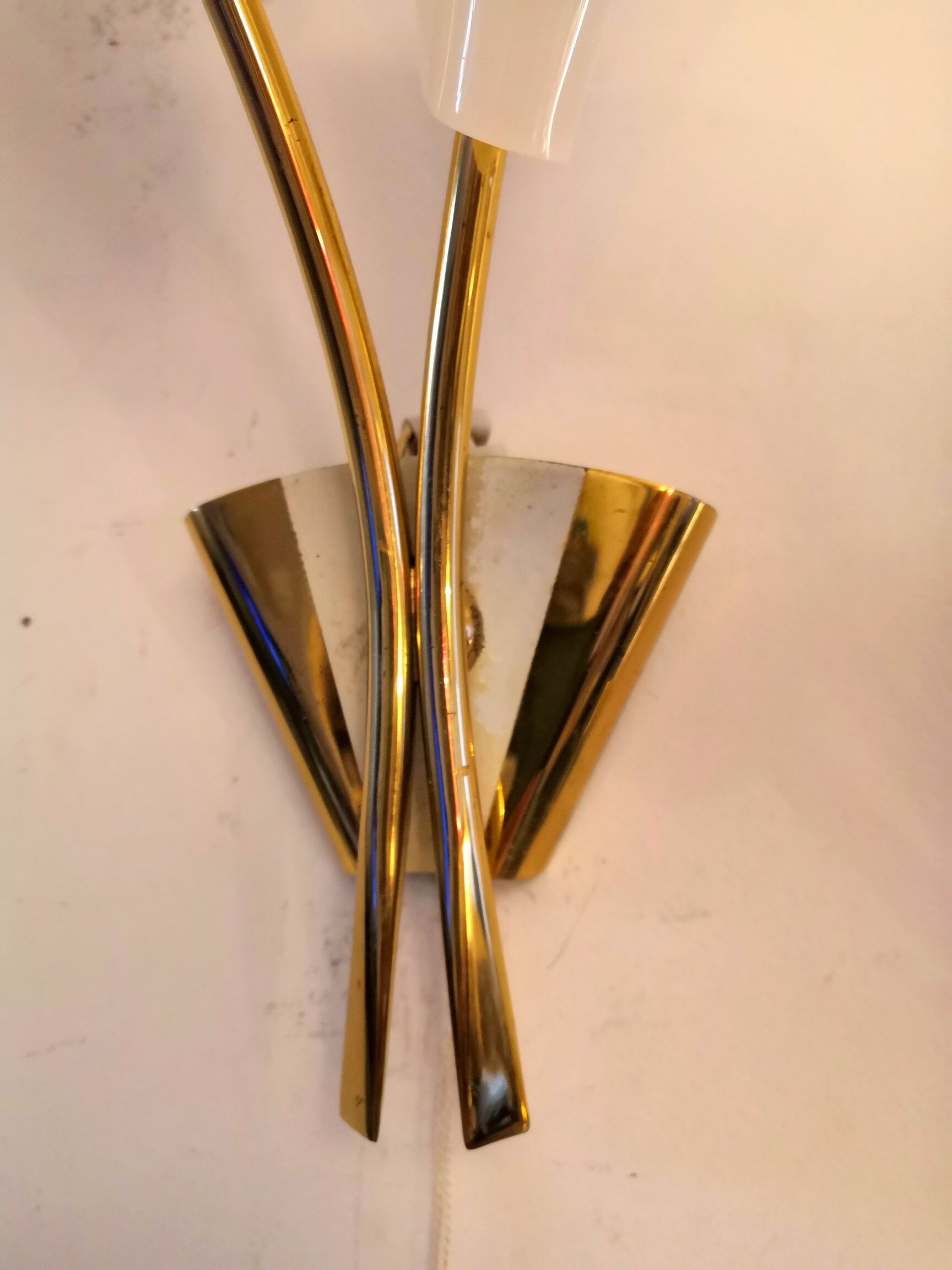 Pair of brass wall lamps design 50s - 60s