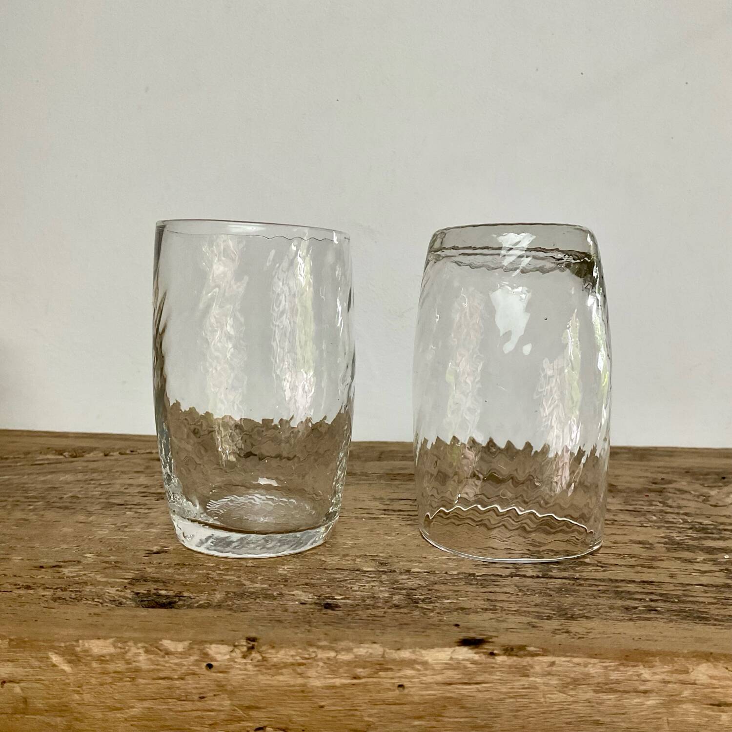 9 small vintage twisted glasses