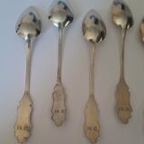 6 small numbered silver teaspoons, Minerva hallmark.