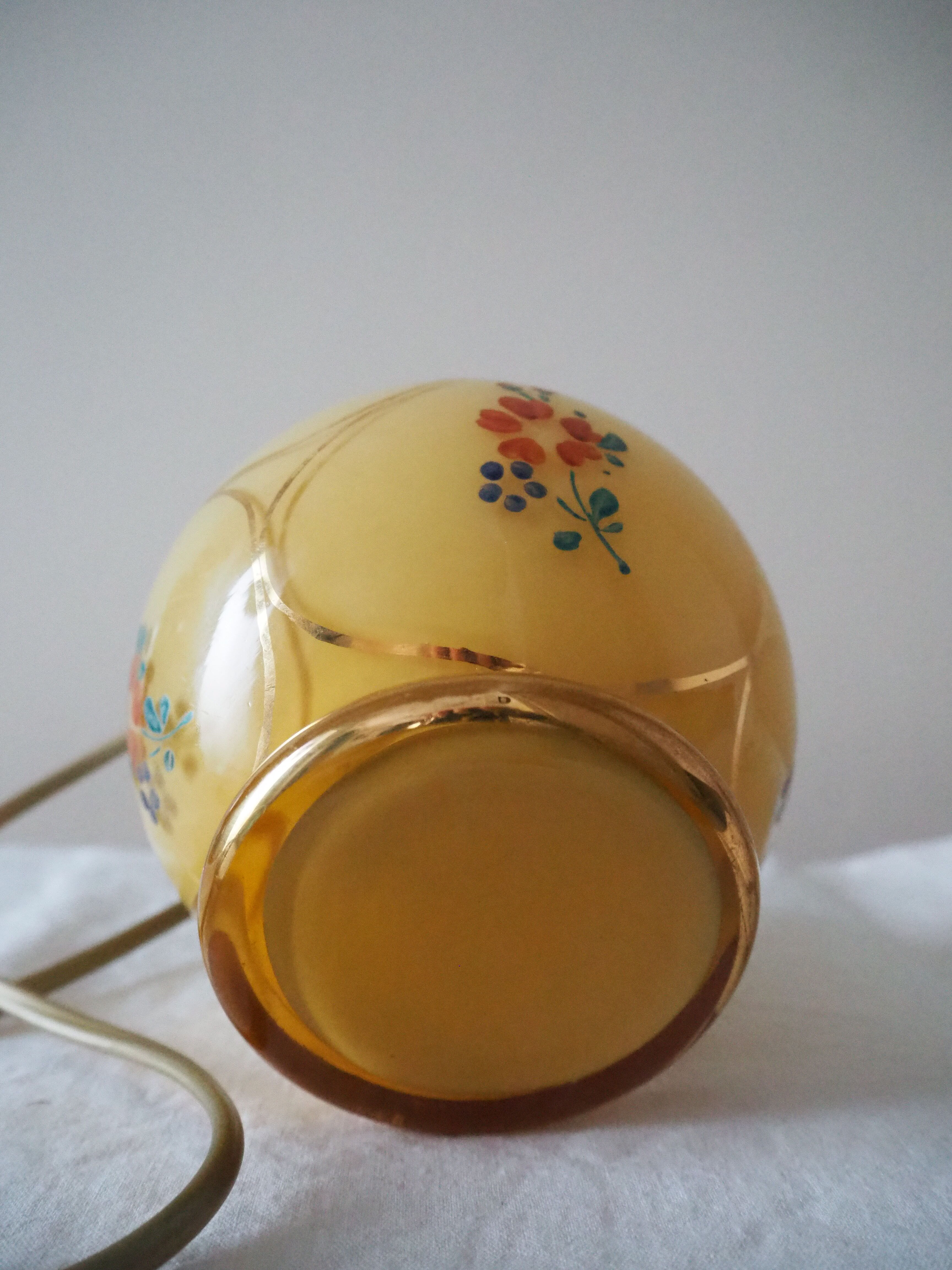 Old lamp foot ball to pose / table / bedside / side glass – floral print