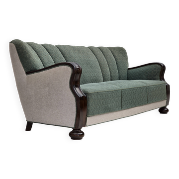 1960s, Danish 3-seater sofa, furniture wool, oak wood.