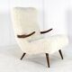 Fauteuil Cuddle designer mid-century moderne - pièce unique - tissu doodle