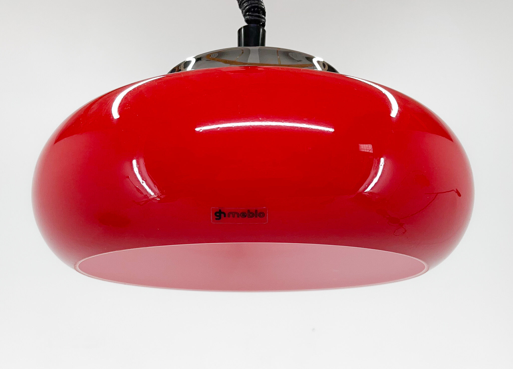 Mid century red pendant by Harvey Guzzini for Meblo, Italy