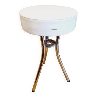 Tabouret tripode assise blanche