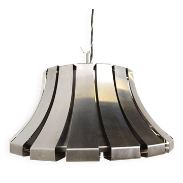 Lampe suspendue en acier du milieu du siècle par E. Martinelli pour Martinelli Luce