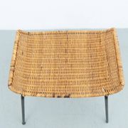 Tabouret en rotin attribué à Gian Franco Legler, années 1950.