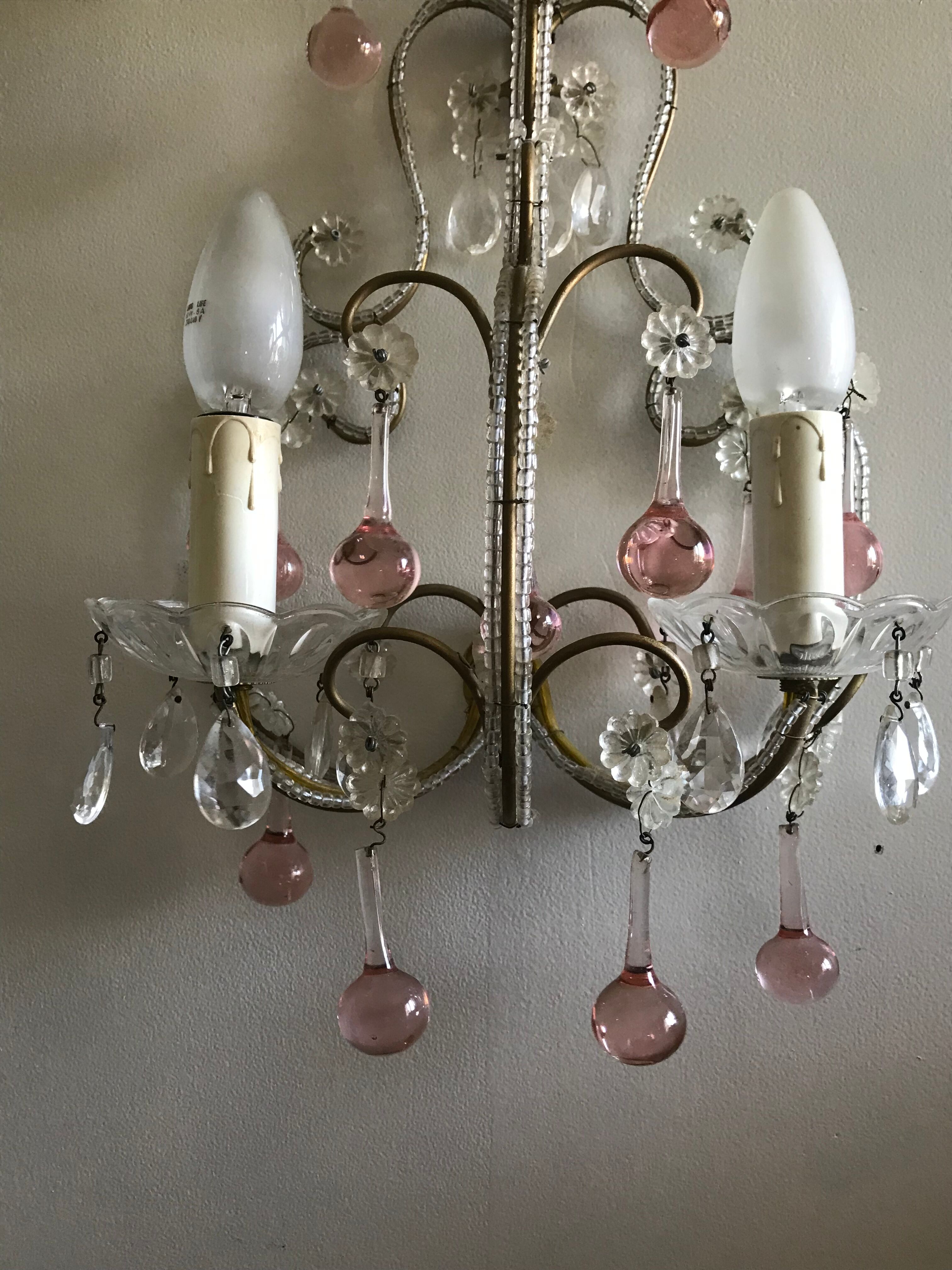 Pairs of Murano crystal wall lamps 1940