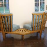 Fan bench by Guillerme and Chambron reupholstered