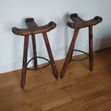 Pair of brutalist high stools
