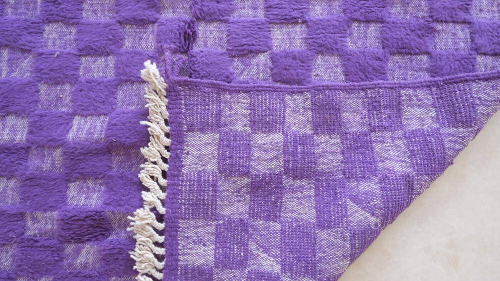 Purple Checkered Rug - 281 x 207 cm