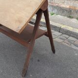 Drawing table wood and vintage metal