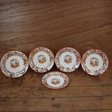 5 Saint-Amand earthenware dessert plates with Chinese decoration