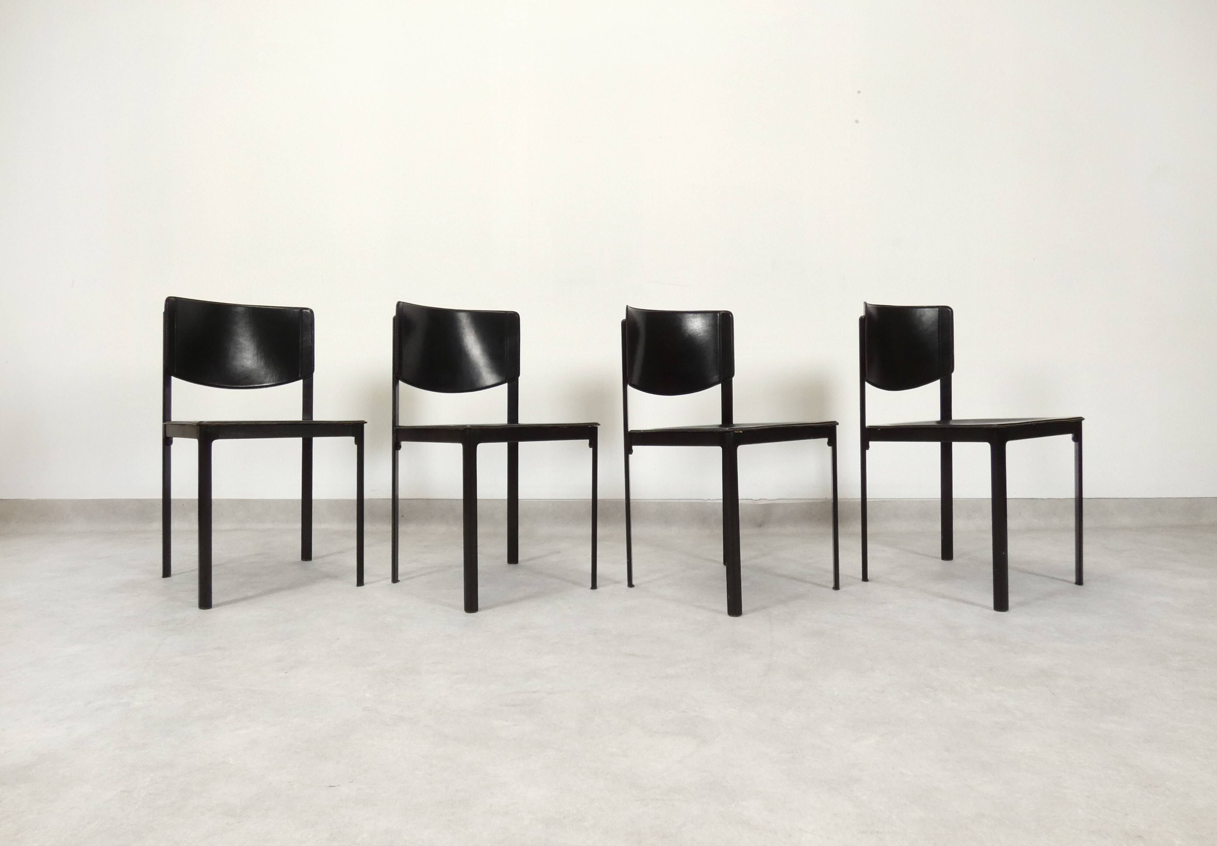 Matteo Grassi black leather dining chairs