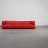 Red Mid-century 3-seater Leather Sofa by Edra, Italy 2000