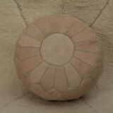 Moroccan pouf in natural leather