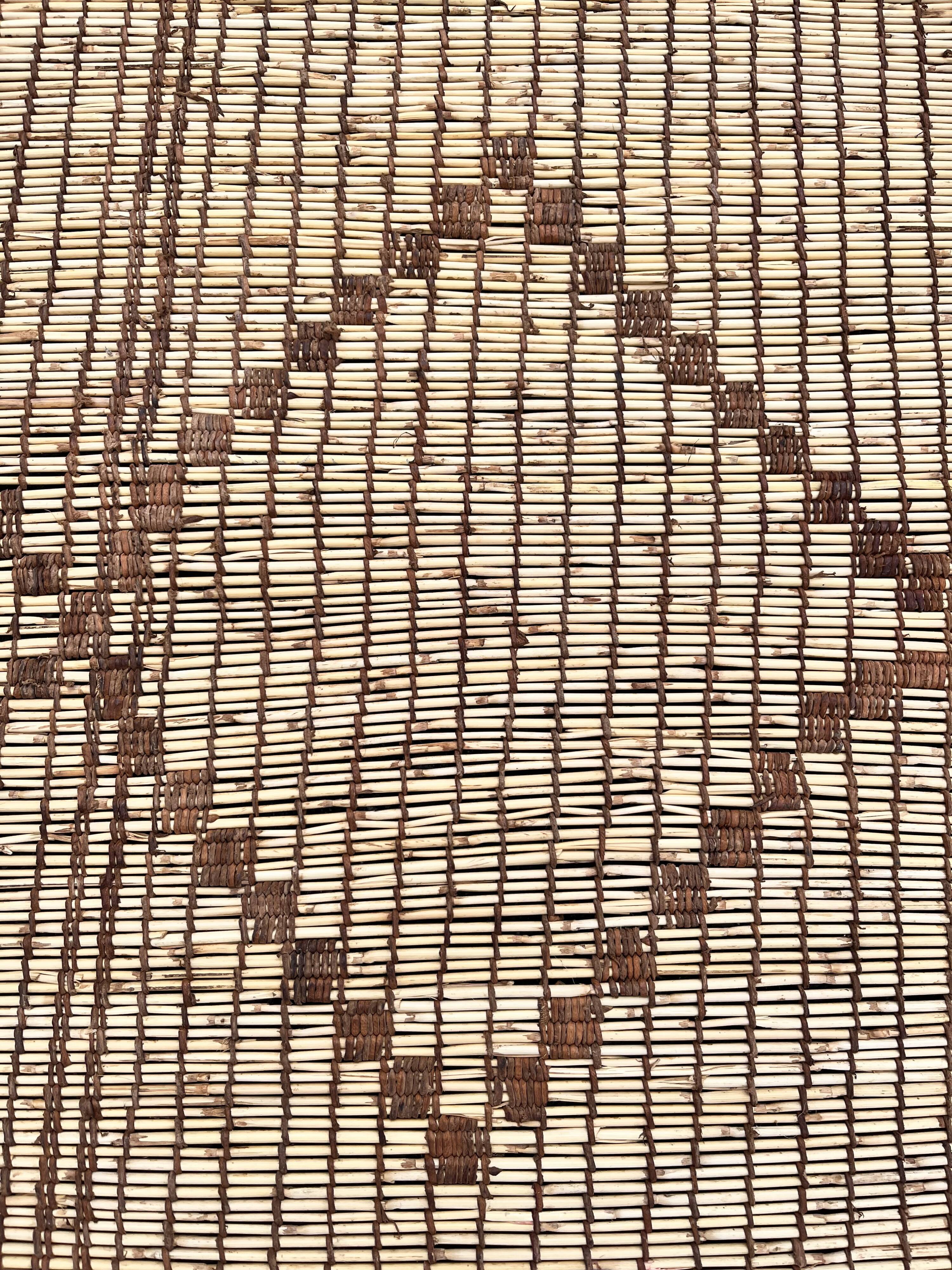 Mauritanian African mat in leather and reeds