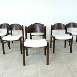 Vintage brutalist dining chairs, set of 6 - 1960s