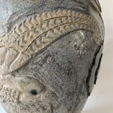 Important stoneware vase with stylized art deco bird decoration